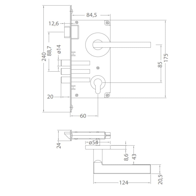 Cerradura Embutida Milano B60 Acceso 1/2