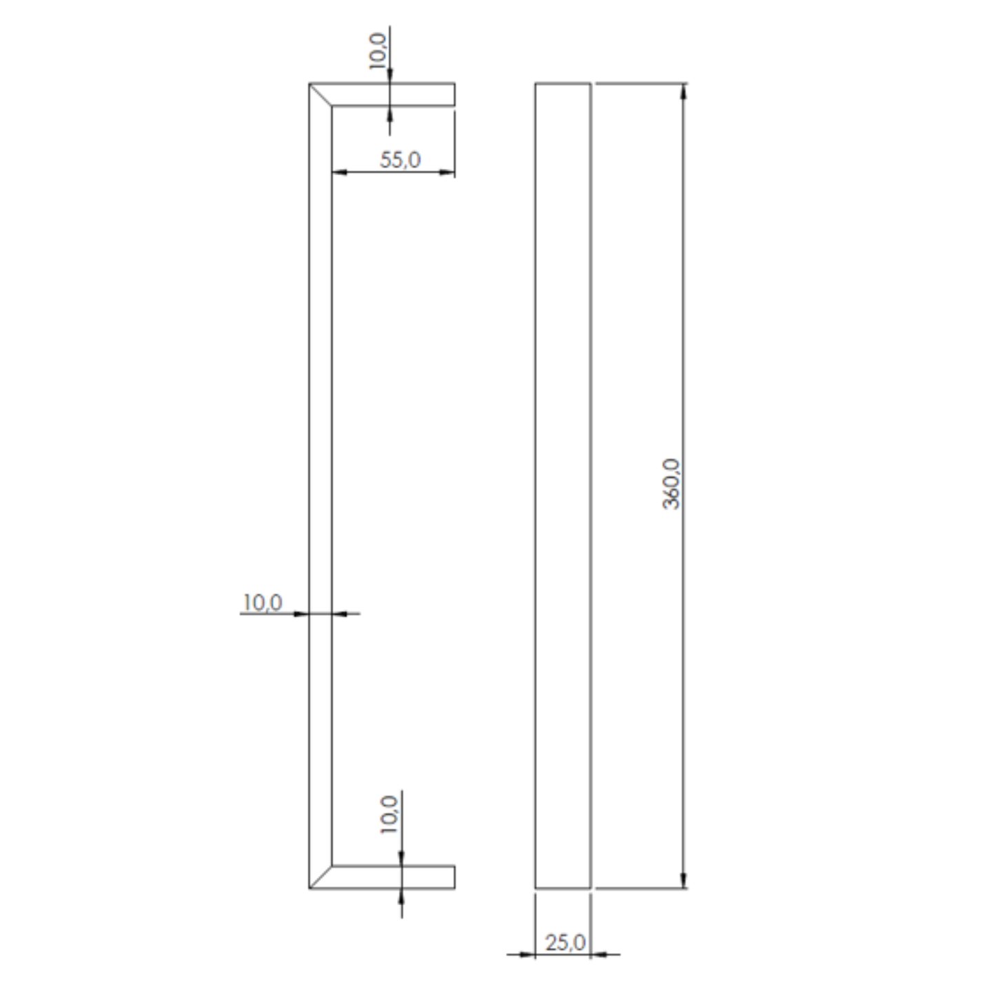 Manillón Milano Acceso Simple 36cm + Tope 1/2 Luna Inoxidable